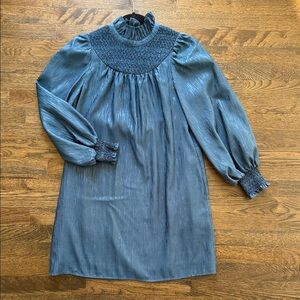 Crosby Brand Elegant Blue Long Sleeve Dress